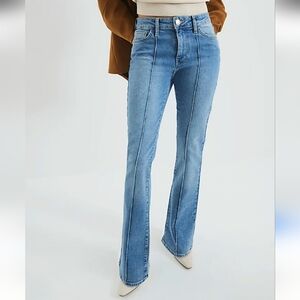 NWOT LIVERPOOL LOS ANGELES High-Waisted Blue Flare Slit Front Seam Long 26